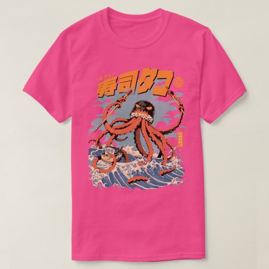 黒いタコ寿司 Tシャツ (デザイン正面)