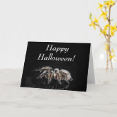 黒いタランチュラ、ハロウィン、無地グリーティングカード カード (黄色い花)