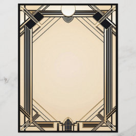 黒いタンと白のアールデコフレーム レターヘッド