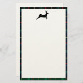 黒いタータンチェックおよびトナカイ 便箋 (正面/裏面)