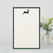 黒いタータンチェックおよびトナカイ 便箋 (スタンド正面)