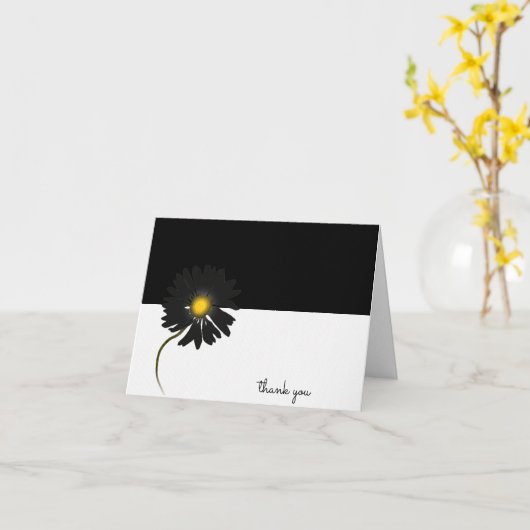 黒いダイジーありがとう カード (黄色い花)