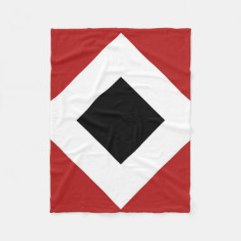 黒いダイヤはっきりしたン、赤縁どの白 フリースブランケット