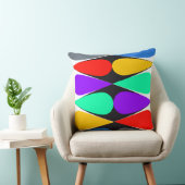 黒いダイヤモンドポップ・アートのストリップのカラーティアードロップジオメトリ クッション (椅子)