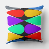 黒いダイヤモンドポップ・アートのストリップのカラーティアードロップジオメトリ クッション (裏面)
