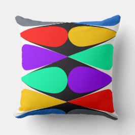 黒いダイヤモンドポップ・アートのストリップのカラーティアードロップジオメトリ クッション