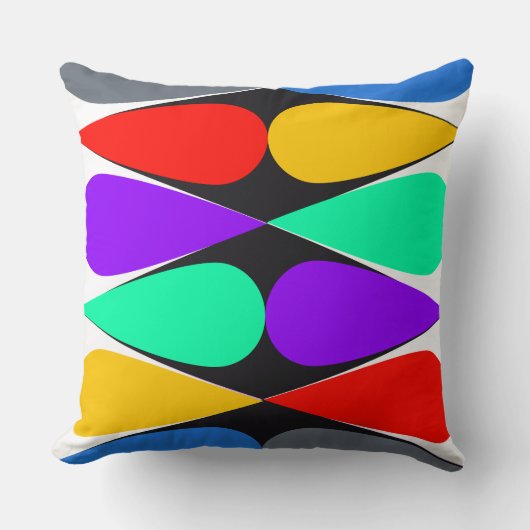 黒いダイヤモンドポップ・アートのストリップのカラーティアードロップジオメトリ クッション (正面)