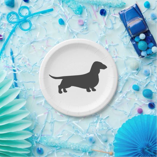 黒いダックスフントのシルエット ペーパープレート (パーティー)