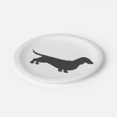 黒いダックスフントのシルエット ペーパープレート (アングル)