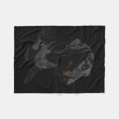 黒いダックスフント フリースブランケット (正面(横))