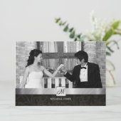 黒いダマスクと銀のリハーサルモダンディナー 招待状 (スタンド正面)