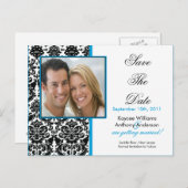 黒いダマスク写真日付はがきを保存！ 案内ポストカード (正面/裏面)