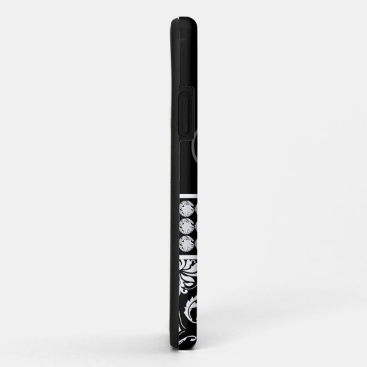 黒いダマスク印刷ダイヤパーソナライズされたモンド Case-Mate iPhoneケース (裏面/右)