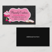 黒いダマスク織およびピンクの菓子のベーカリーの名刺 名刺 (正面/裏面)