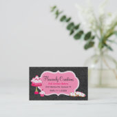黒いダマスク織およびピンクの菓子のベーカリーの名刺 名刺 (スタンド正面)