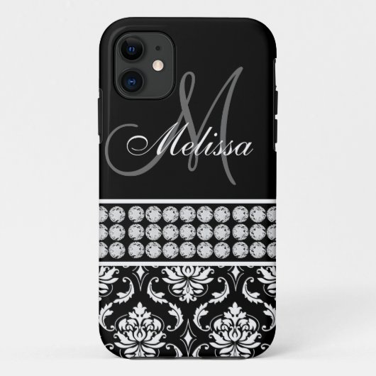 黒いダマスク織によって印刷されるダイヤモンドのiPhone 5の穹窖 Case-Mate iPhoneケース (裏面)