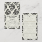 黒いダマスク織のアポイントメントの名刺 予約カード (正面/裏面)