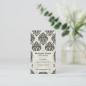 黒いダマスク織のアポイントメントの名刺 予約カード (スタンド正面)