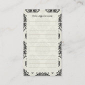黒いダマスク織のアポイントメントの名刺 予約カード (裏面)