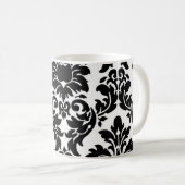 黒いダマスク織のコーヒー茶マグかコップ コーヒーマグカップ (正面右)