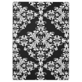 黒いダマスク織のフェミニンな白 クリップボード (裏面)