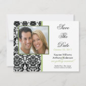 黒いダマスク織の写真のセーブ・ザ・デート案内 セーブザデート (正面)