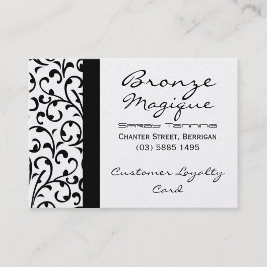 黒いダマスク織の顧客のロイヤリティカード ロイヤリティカード (正面)