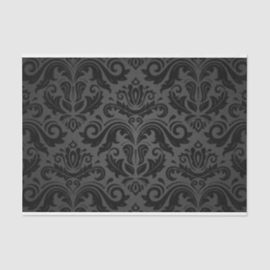 黒いダマスク織パターンプリントのデザイン 薄葉紙 (正面)