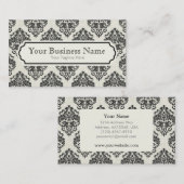 黒いダマスク織パターン名刺 名刺 (正面/裏面)