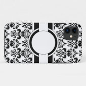 黒いダマスク織及びモノグラム Case-Mate iPhoneケース (裏面(横))