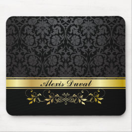 黒いダマスク織 マウスパッド