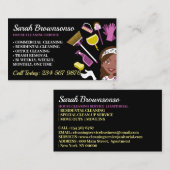 黒いダークスキン清掃レディーハウスクリーニング 名刺 (正面/裏面)