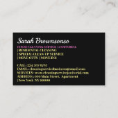 黒いダークスキン清掃レディーハウスクリーニング 名刺 (裏面)