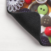 黒いチェシャー猫ボタンが付いているコラージュ マウスパッド (コーナー)