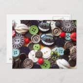 黒いチェシャ猫ボタンとコラージュ ポストカード (正面/裏面)