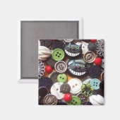 黒いチェシャ猫ボタンとコラージュ マグネット (正面/裏面)