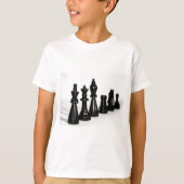 黒いチェスの姿は見通しを継ぎ合わせます Tシャツ (正面)