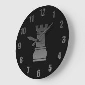 黒いチェス駒 ラージ壁時計 (傾斜)