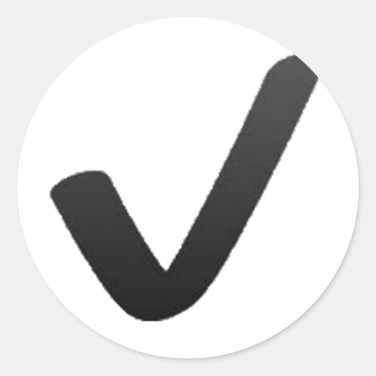 黒いチェックマーク – 絵文字 ラウンドシール (正面)