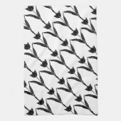 黒いチューリップ、白黒、花、フローラ キッチンタオル (縦)