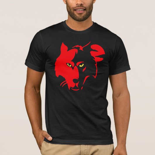 黒いティーのアメリカアカオオカミ Tシャツ (正面)