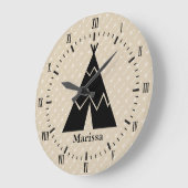 黒いティーの小便の白い矢のローマ数字の名前 ラージ壁時計 (傾斜)