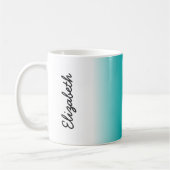 黒いティール(緑がかった色)の白いグラデーション コーヒーマグカップ (左)