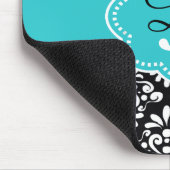 黒いティール(緑がかった色)はパーソナライズなダマスク織に点を打ちます マウスパッド (コーナー)