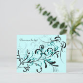 黒いティール（緑がかった色）オンティール（緑がかった色）渦巻き 案内ポストカード (スタンド正面)