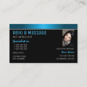 黒いティール（緑がかった色）モダングラデーション（ロゴと写真） 名刺 (裏面)