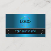 黒いティール（緑がかった色）モダングラデーション（ロゴと写真） 名刺 (正面)