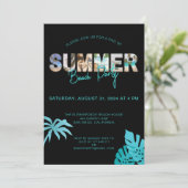 黒いティール(緑がかった色)End of Summerビーチパーティー 招待状 (スタンド正面)