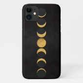 黒いテクスチャの背景を持つ金ゴールドの月相 Case-Mate iPhoneケース (裏面)