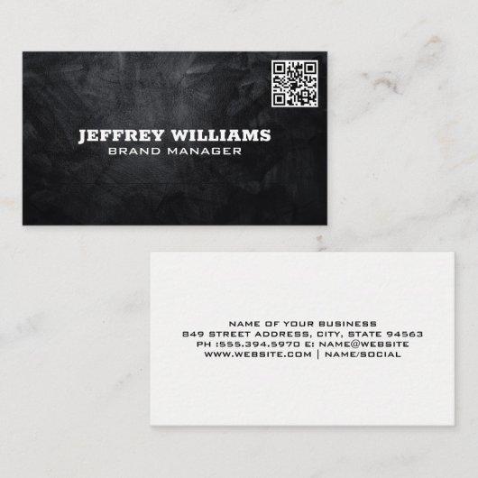 黒いテクスチャの背景 | QRコード名刺 名刺 (正面/裏面)